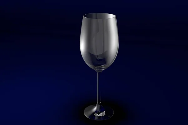 3D απεικόνιση του ποτήρι λευκού κρασιού σε φόντο σκούρο μπλε σχέδιο - πόσιμο γυαλί καθιστούν — Φωτογραφία Αρχείου