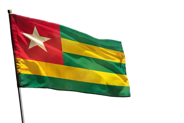 Flatternde Togo-Flagge auf klarem weißem Hintergrund isoliert. — Stockfoto