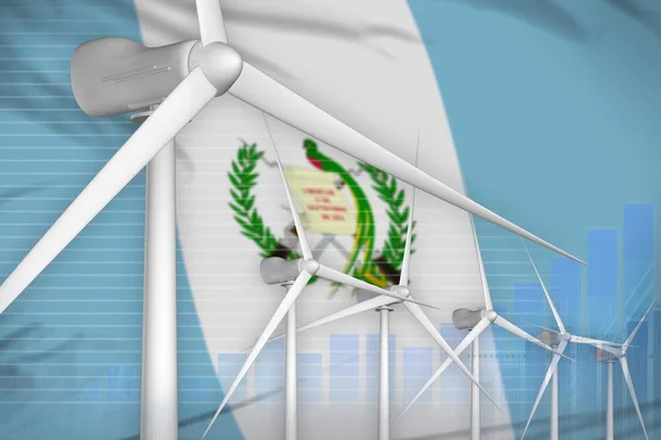 Guatemala wind energie macht digitale grafiek concept - alternatieve natuurlijke energie industriële illustratie. 3D illustratie — Stockfoto