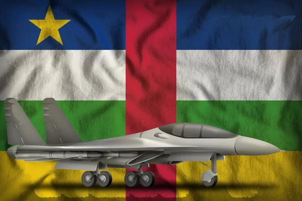 Stíhací, stíhací na pozadí Středoafrická republika Státní vlajka. 3D obrázek — Stock fotografie