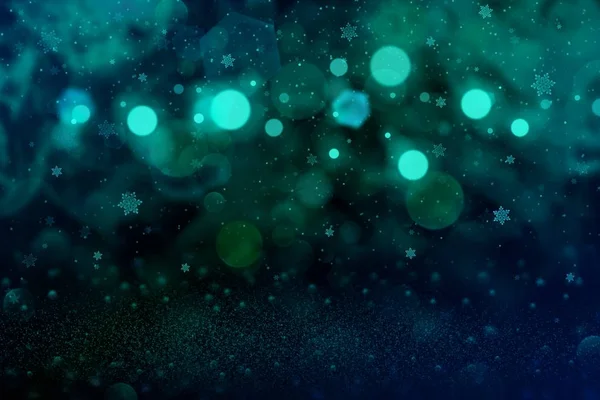 Luzes brilhantes maravilhosas brilho desfocado bokeh fundo abstrato com queda de flocos de neve voar, textura mockup festivo com espaço em branco para o seu conteúdo — Fotografia de Stock