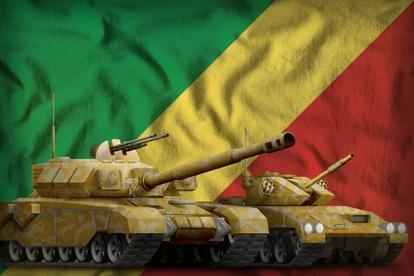 Congo tanque forças conceito sobre o fundo da bandeira nacional. Ilustração 3d — Fotografia de Stock