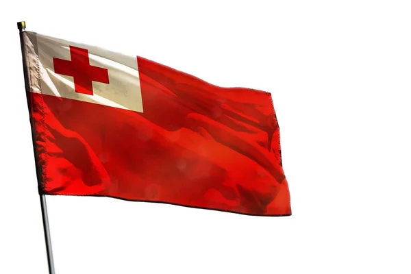 Bandera de Tonga ondeante sobre fondo blanco claro aislado . —  Fotos de Stock