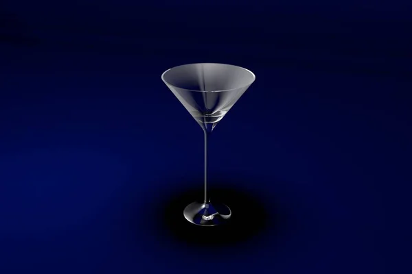 3D-Illustration von Martini-Glas auf dunkelblauem Designhintergrund - Trinkglasrender — Stockfoto