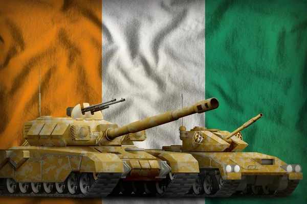 Cote d ivoire Panzertruppen Konzept auf dem Hintergrund der Nationalflagge. 3D-Illustration — Stockfoto