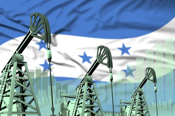 Illustration industrielle de puits de pétrole - Honduras concept de l'industrie pétrolière sur fond de drapeau. Illustration 3D — Photo