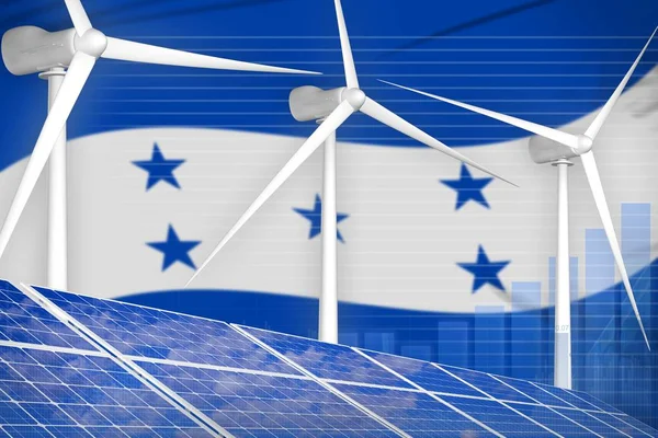 Honduras güneş ve Rüzgar enerji dijital grafik kavramı - yenilenebilir doğal enerji sanayi illüstrasyon. 3D çizim — Stok fotoğraf