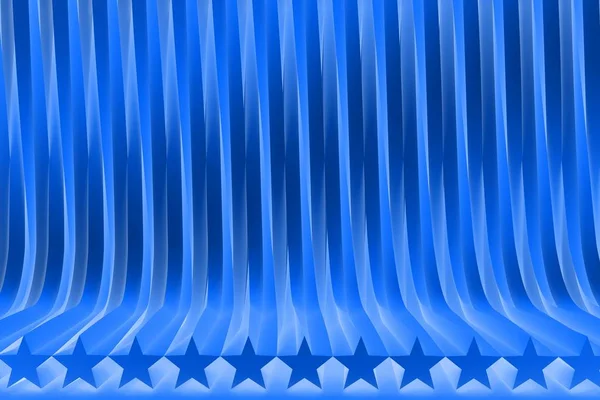 Sci-Fi modré 3d ilustrace abstraktní pozadí - geometrické plochy tvořené vytlačený tvar hvězdy, dovolená concept — Stock fotografie