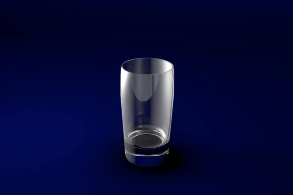 3D-Illustration von alkoholfreien Getränken normales Glas auf dunkelblauem Hintergrund - Trinkglasrender — Stockfoto