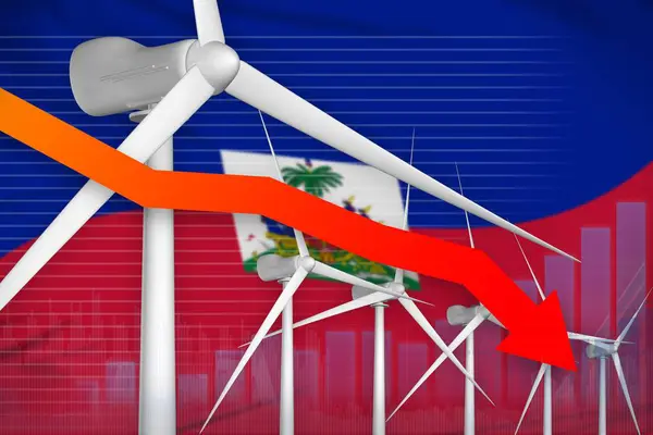 Гаїті енергії енергія вітру зниження діаграми, стрілка вниз - екологічні природної енергії промислових ілюстрації. 3D ілюстрація — стокове фото