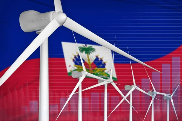 ハイチ風エネルギー電力デジタル グラフ コンセプト - 緑自然エネルギー産業の図。3 d イラストレーション — ストック写真