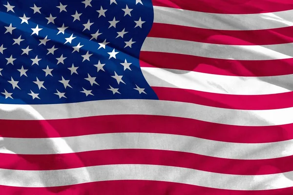Ondeando la bandera de EE.UU. para usar como textura o fondo, la bandera ondea en el viento —  Fotos de Stock