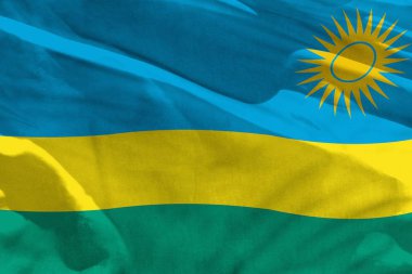 Doku veya arka plan olarak kullanmak için Ruanda bayrağı sallıyor, bayrak rüzgar üzerinde çırpınan olduğunu