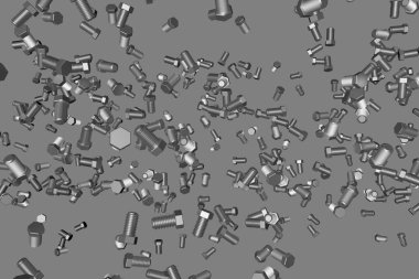 Metalik mihverler gri izole-yaratıcı endüstriyel 3D illüstrasyon, resim kullanarak sanat 