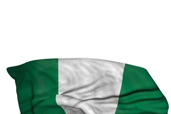 nice Nigeria flag with large folds lying in the bottom isolated on white - any occasion flag 3d illustration