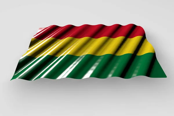 Ziemlich glänzende Flagge von Bolivien mit großen Falten lag isoliert auf grau - jede Festfahne 3d Illustration — Stockfoto
