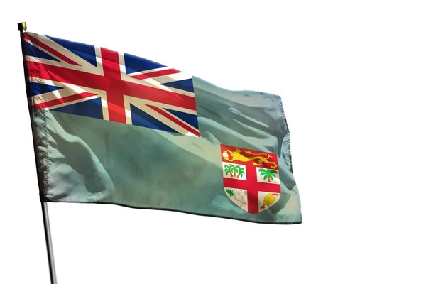 在清晰的白色背景上飘扬斐济国旗. — 图库照片