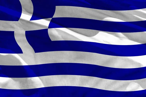 挥舞着希腊国旗作为纹理或背景，国旗在风中飘扬 — 图库照片