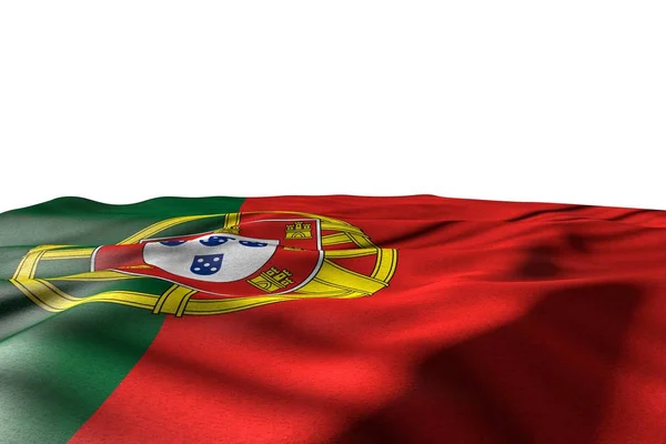 Гарненька макет ілюстрація прапора Португалії лежачи з перспективою, ізольованою на білому з місцем для вашого вмісту-будь-який випадок прапор 3D ілюстрація — стокове фото