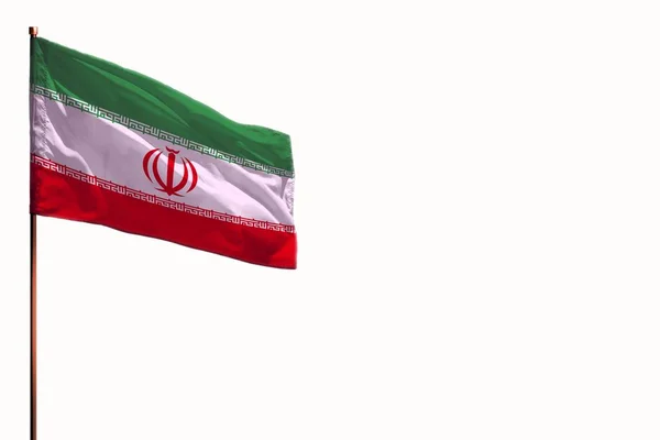 Развевающийся Иран изолированный флаг на белом фоне, макет с пространством для вашего содержания . — стоковое фото