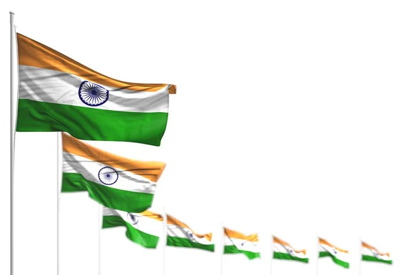 India yang indah mengisolasi bendera yang ditempatkan diagonal, foto dengan bokeh dan ruang untuk teks Anda - setiap kesempatan bendera 3d ilustrasi — Stok Foto