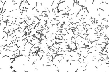 gri, metalik kendinden dokunan vidalar beyaz izole - sevimli endüstriyel 3d illüstrasyon, herhangi bir kullanımı için pic 