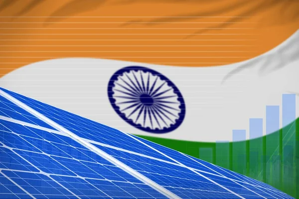 India solar energy power digital graph concept - alternative natural energy industrial illustration. 3D Illustration