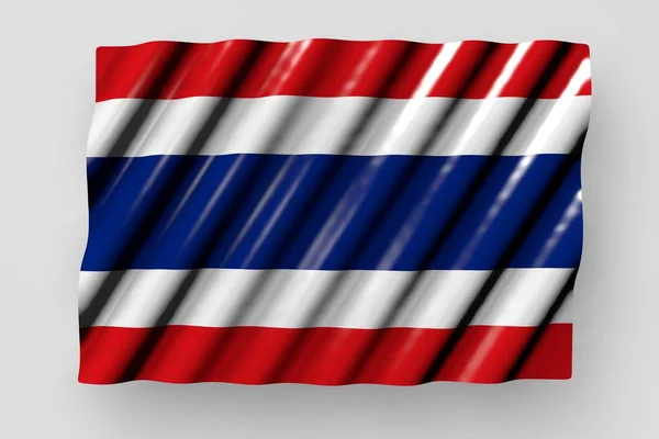 nice glossy flag of Thailand with large folds lying isolated on grey - any occasion flag 3d illustration