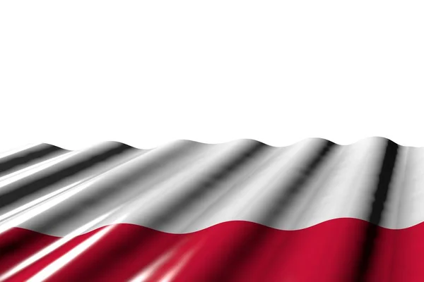 Wonderful shiny flag of Poland with big folds lie at the bottom isolated on white - any celebration flag 3d illustration — 스톡 사진