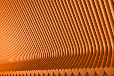 hacimsel yüzeyler ekstrüde kalp şekli, sevgililer günü kavramı oluşan - soyut arka plan sevimli turuncu 3d İllüstrasyon