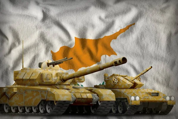 Cyprus tank forces concept on the national flag background. 3d Illustration — Stock Photo, Image