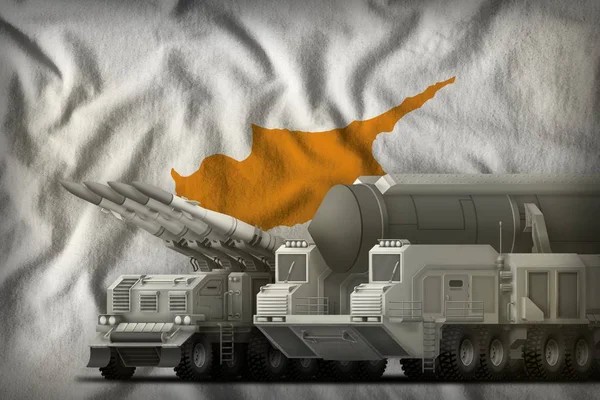 Kyperské jednotky raketových jednotek na pozadí národní vlajky. 3D ilustrace — Stock fotografie
