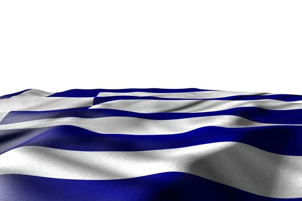 Ładne makieta ilustracji Grecja flaga kłamstwo z perspektywy widok na białym tle z miejsca na treści-dowolna okazja flaga 3D ilustracji — Zdjęcie stockowe