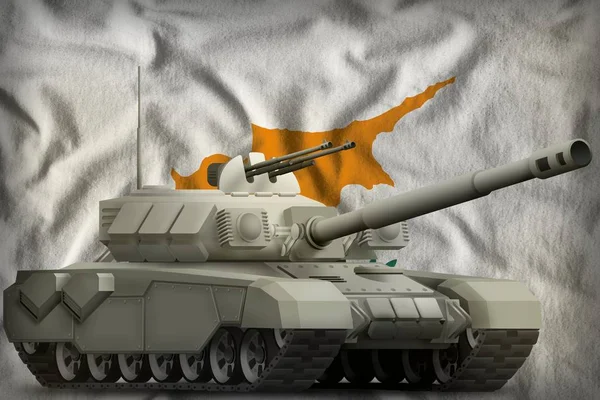 Heavy tank on the Cyprus national flag background. 3d Illustration — Stock Photo, Image