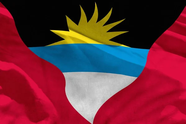 Waving Antigua and Barbuda flag for using as texture or background, the flag is fluttering on the wind — Stock Photo, Image