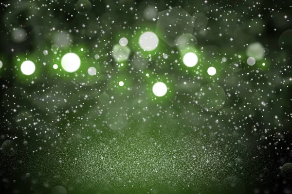 Zöld gyönyörű csillogó csillogás fények defókuszált bokeh absztrakt háttér szikra repülni, ünnepi mockup textúra üres hely a tartalom — Stock Fotó