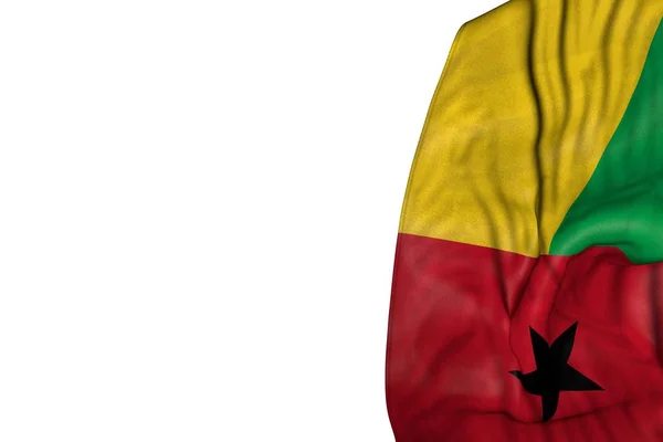 Niedliche Flagge von Guinea-Bissau mit großen Falten, die flach in der linken Seite liegen, isoliert auf weiß - jede Festtagsfahne 3d Illustration — Stockfoto