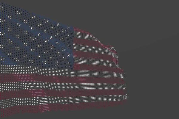 Vrij moderne illustratie van USA geïsoleerde vlag gemaakt van gloeiende stippen Wave op grijze achtergrond-elke vakantie vlag 3D illustratie — Stockfoto