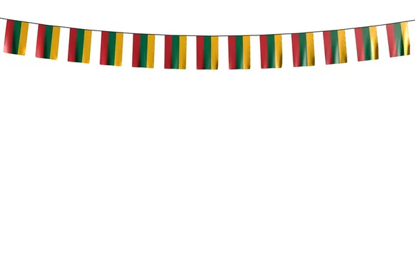 Güzel birçok Litvanya bayrakları veya afiş beyaz izole dize asılı - herhangi bir vesileyle bayrak 3d illüstrasyon — Stok fotoğraf
