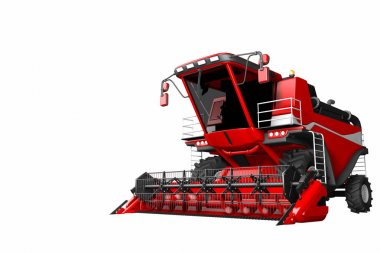 beyaz arka plan üzerinde izole tek kırmızı tahıl tarım hasat sanayi 3d illüstrasyon - tarım makinesi