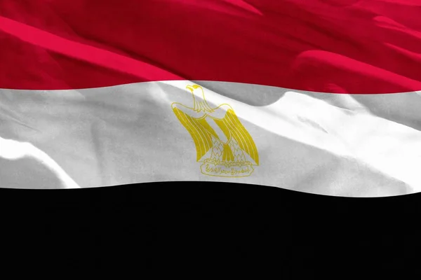 Schwenkt ägyptische Flagge zur Verwendung als Textur oder Hintergrund, die Flagge flattert im Wind — Stockfoto