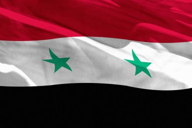 Doku veya arka plan olarak kullandığı için Suriye Arap Cumhuriyeti bayrağı sallayarak, bayrak rüzgarda çırpınıyor