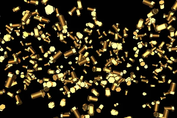 Gul, gyllene klinker isolerad på svart - fin industriell 3D-illustration, bild för konst med — Stockfoto