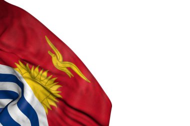 büyük kıvrımlar ile sevimli Kiribati bayrak beyaz izole sol alt köşesinde yalan - herhangi bir bayram bayrağı 3d illüstrasyon