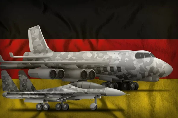 Německá koncepce leteckých sil na pozadí vlajkového státu. 3D ilustrace — Stock fotografie