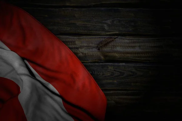Wonderful dark illustration of Austria flag with large folds on old wood with empty place for content - any feast flag 3d illustration — 스톡 사진