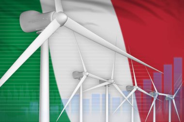 İtalya rüzgar enerjisi enerji dijital grafik kavramı - yenilenebilir doğal enerji endüstriyel illüstrasyon. 3d İllüstrasyon