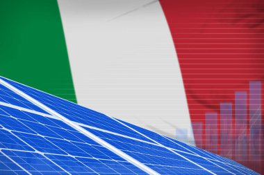 İtalya güneş enerjisi enerji dijital grafik kavramı - çevresel doğal enerji endüstriyel illüstrasyon. 3d İllüstrasyon