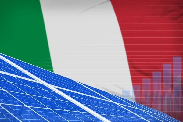 İtalya güneş enerjisi enerji dijital grafik kavramı - çevresel doğal enerji endüstriyel illüstrasyon. 3d İllüstrasyon