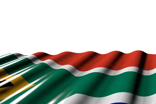 Prachtige glanzende vlag van Zuid-Afrika met grote plooien lag op de bodem geïsoleerd op wit - elke feestvlag 3d illustratie — Stockfoto